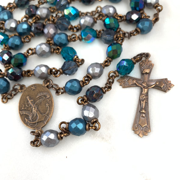 Stella Maris, Star of the Sea Heirloom Rosary with Czech Glass Beads