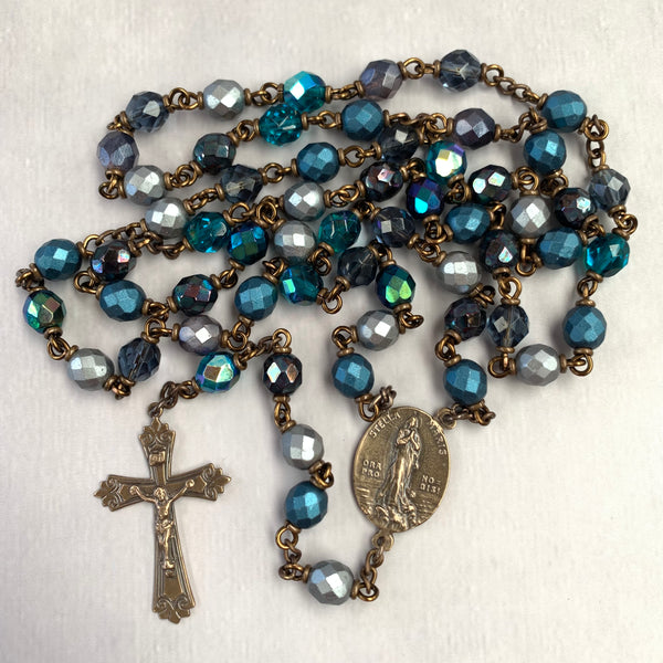 Stella Maris, Star of the Sea Heirloom Rosary with Czech Glass Beads