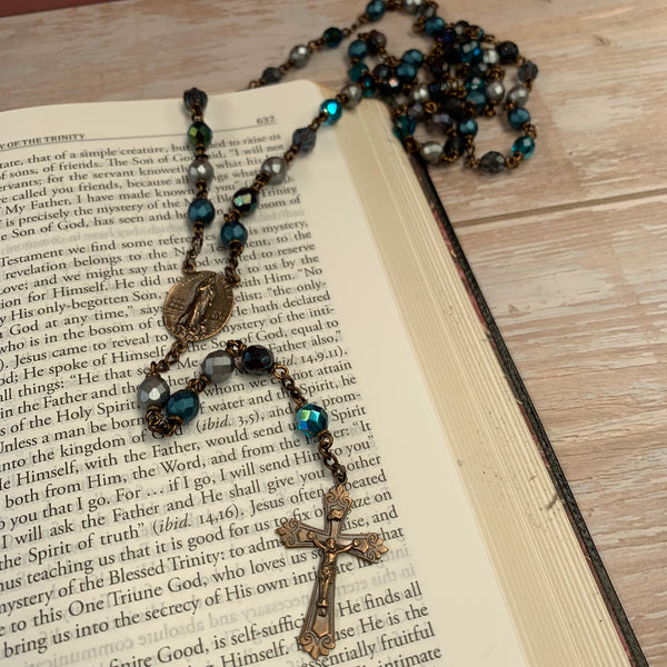 Stella Maris, Star of the Sea Heirloom Rosary with Czech Glass Beads