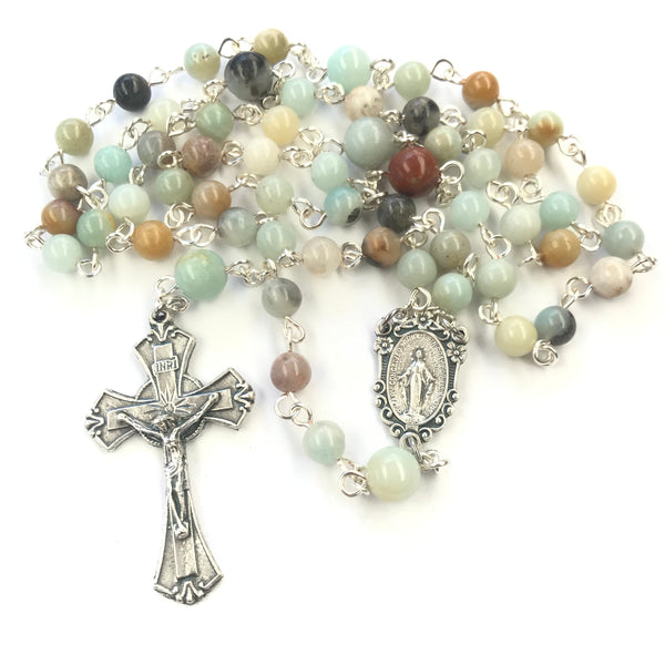 Miraculous Medal Rosary with Amazonite Beads