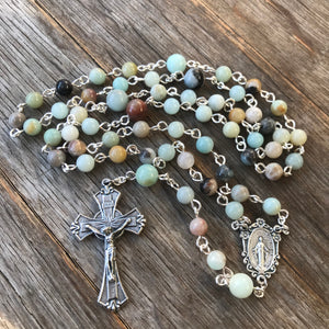 Miraculous Medal Rosary with Amazonite Beads