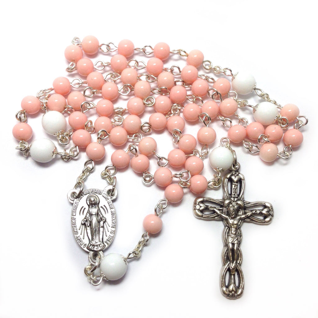 thumbnail image 2 of Virgin Mary 8mm Golden Sandstone Beads Religious Cross Necklace 2 of 13