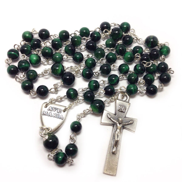 Green Pax Catholic Rosary beads