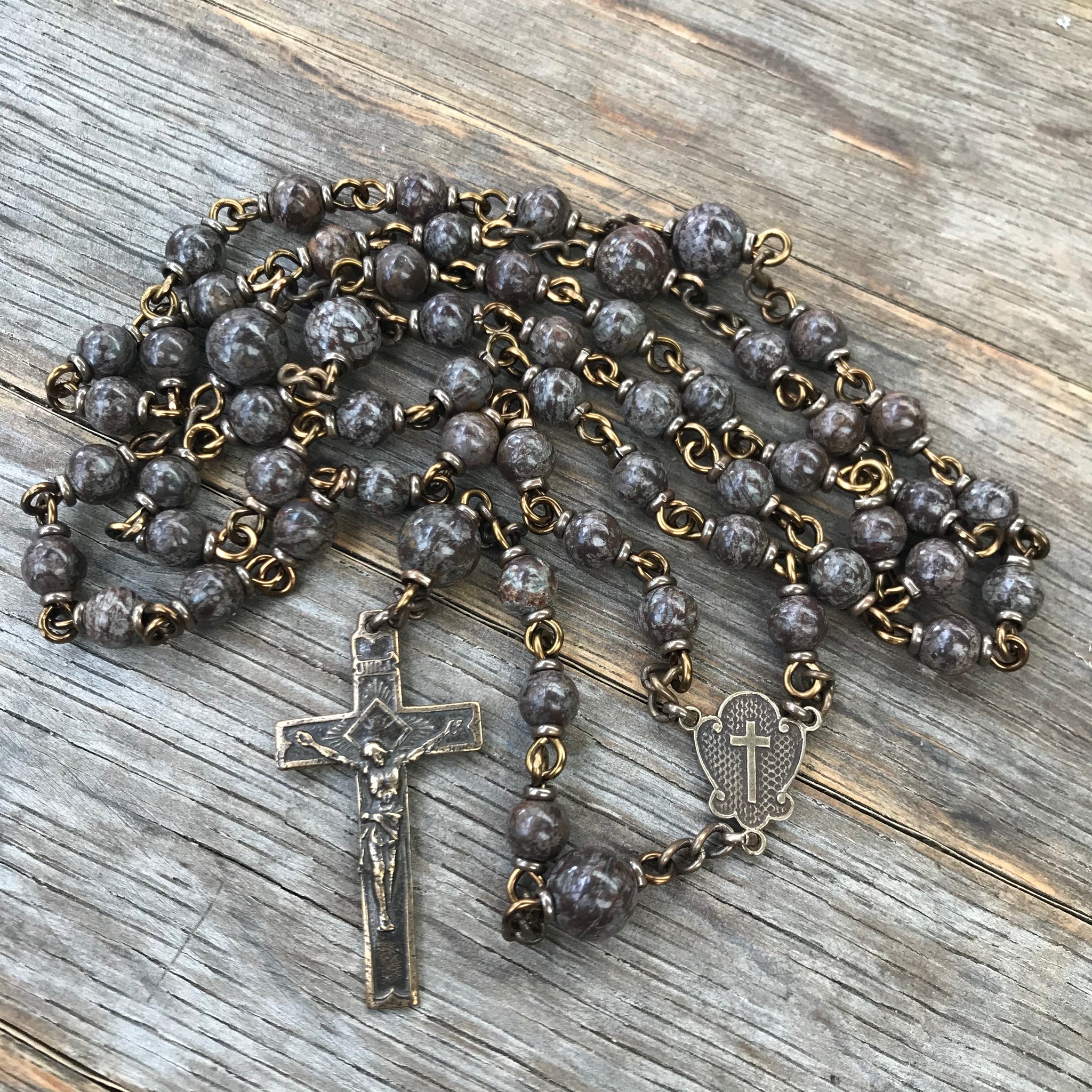 Brown Snowflake Obsidian Heirloom Rosary