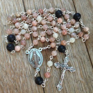 Aromatherapy car rosary with sunstone beads