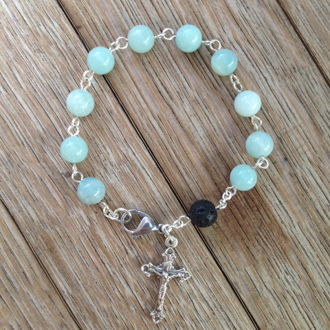 Aromatherapy Rosary bracelet with Amazonite beads