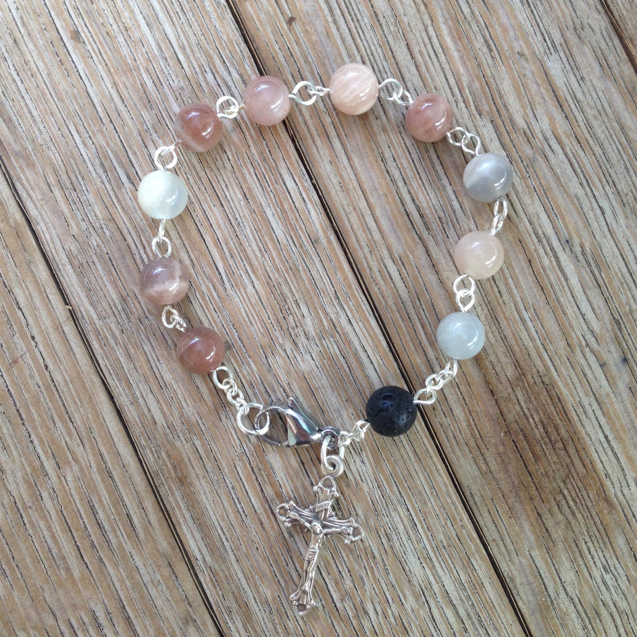 Aromatherapy Rosary Bracelet with sunstone beads