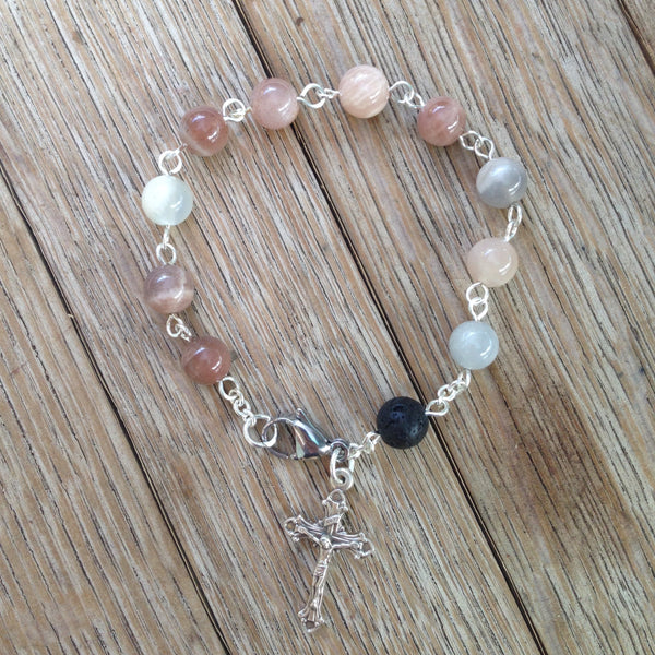 Aromatherapy Rosary Bracelet with sunstone beads
