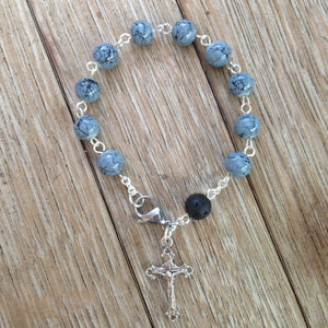 Aromatherapy Rosary bracelet with grey glass beads