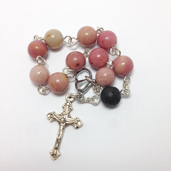 Aromatherapy Rosary bracelet with rhodonite beads