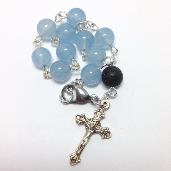 Aromatherapy Rosary bracelet with blue jade beads