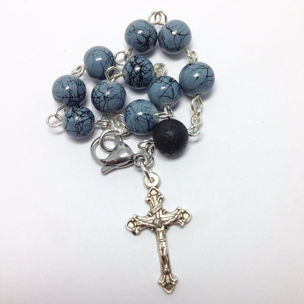 Aromatherapy Rosary bracelet with grey glass beads