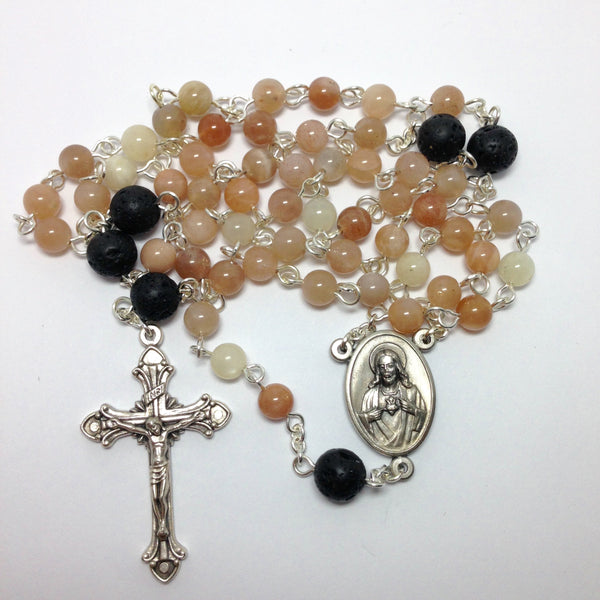 Aromatherapy car rosary with sunstone beads