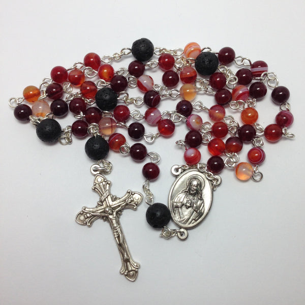 Aromatherapy Car Rosary with red agate beads