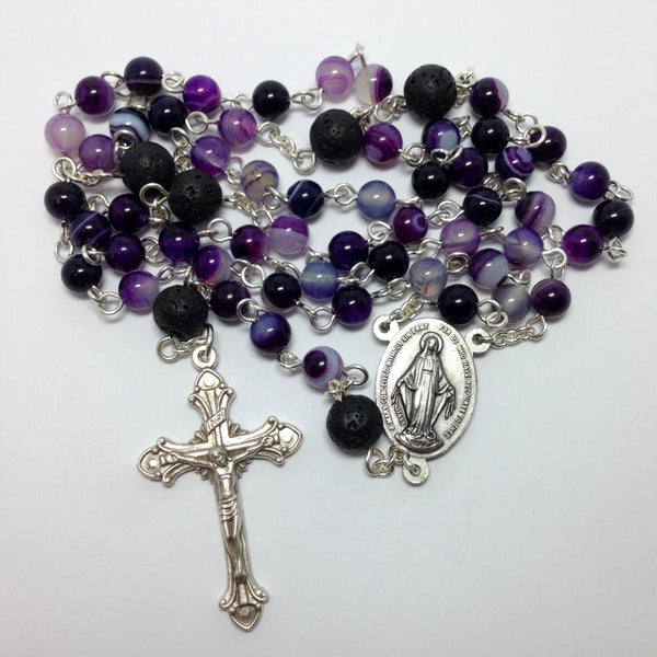 Aromatherapy Car Rosary with purple agate beads
