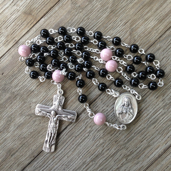 Beads of the Dead Chaplet made with Black Onyx and Purple glass beads