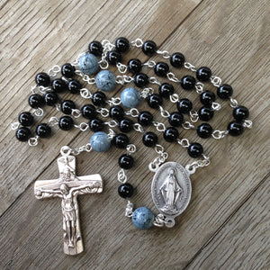 Beads of the Dead Chaplet made with Black Onyx and Grey Glass beads