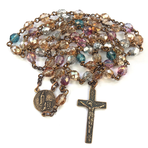 Our Lady of Fatima Heirloom Rosary - multicolored