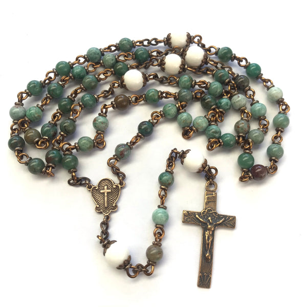 Green bloodstone heirloom rosary